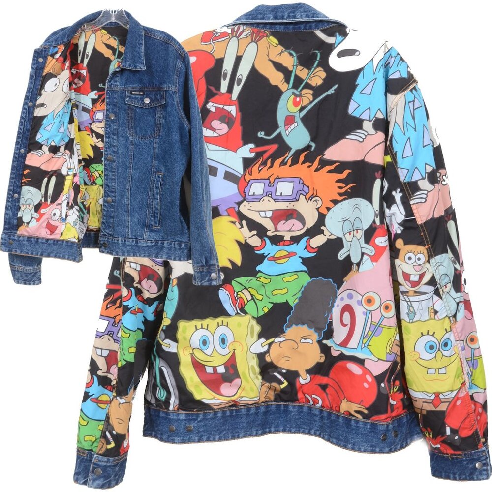 Nickelodeon Members Only Men's XL Reversible Jean Trucker Jacket Denim